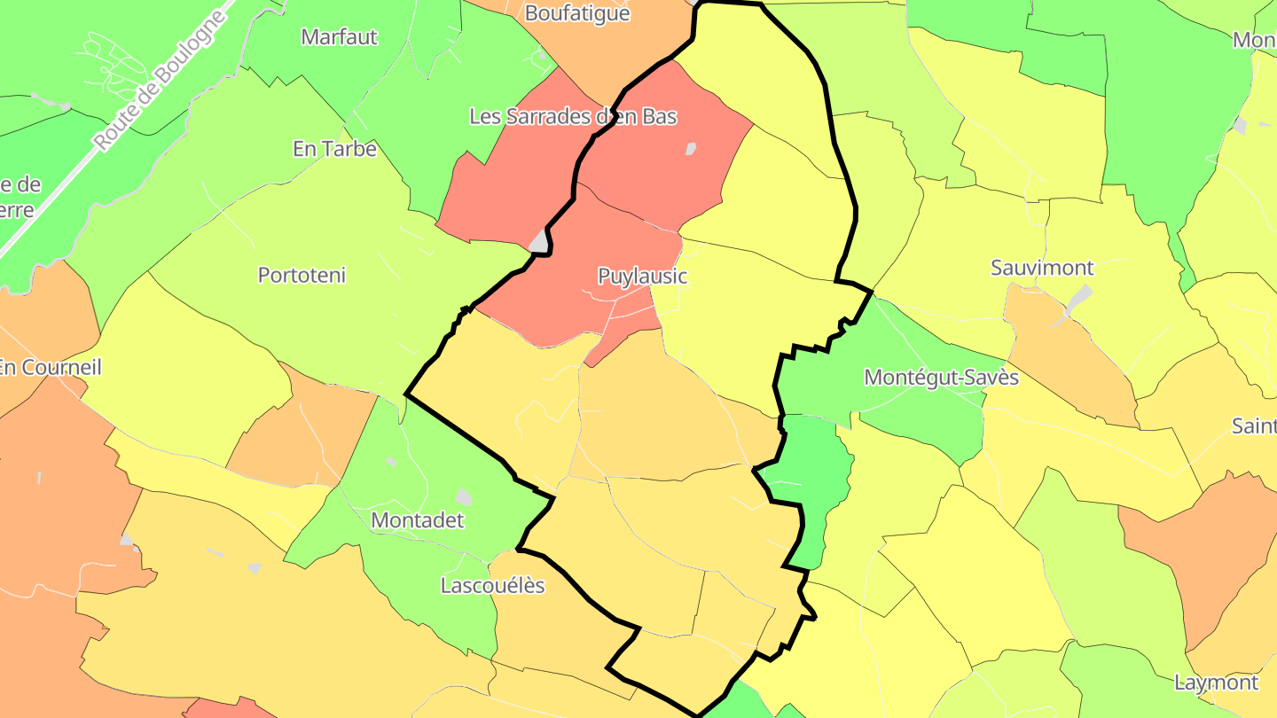 Carte des prix de l'immobilier Puylausic