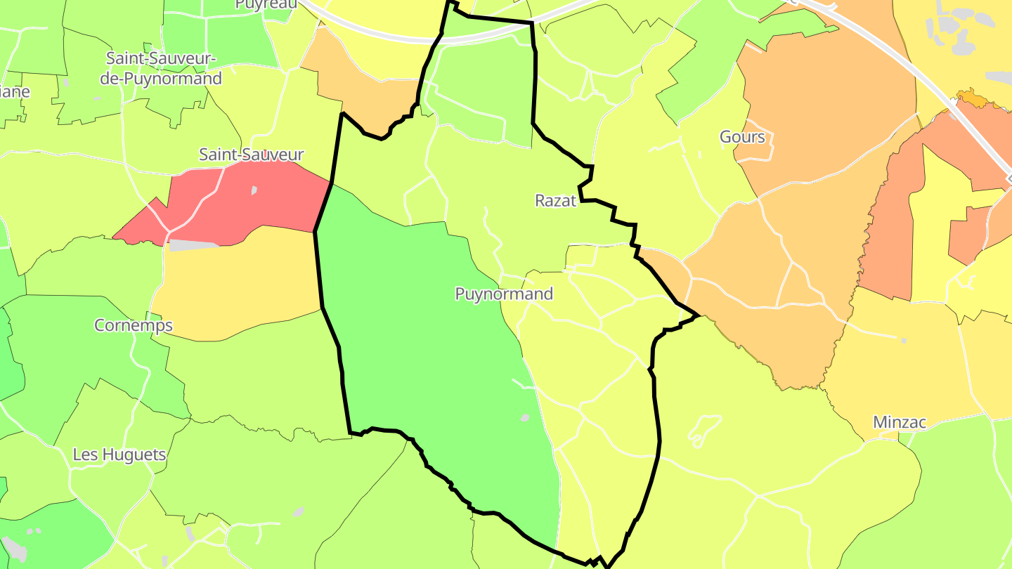 Carte des prix de l'immobilier Puynormand