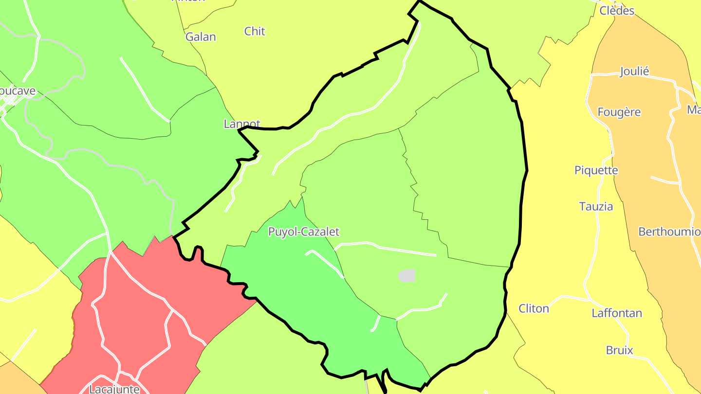 Carte des prix de l'immobilier Puyol-Cazalet