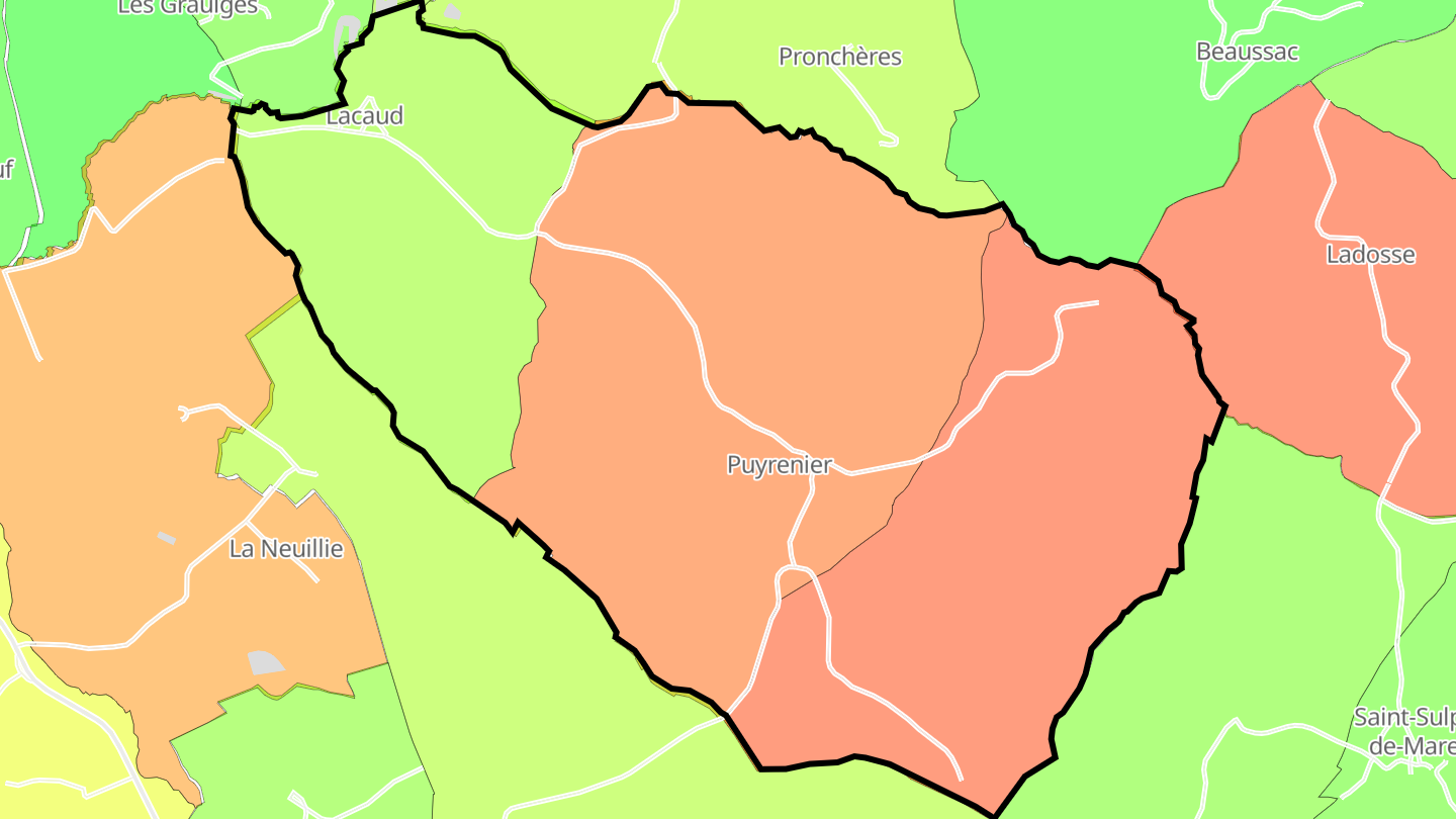 Carte des prix de l'immobilier Puyrenier