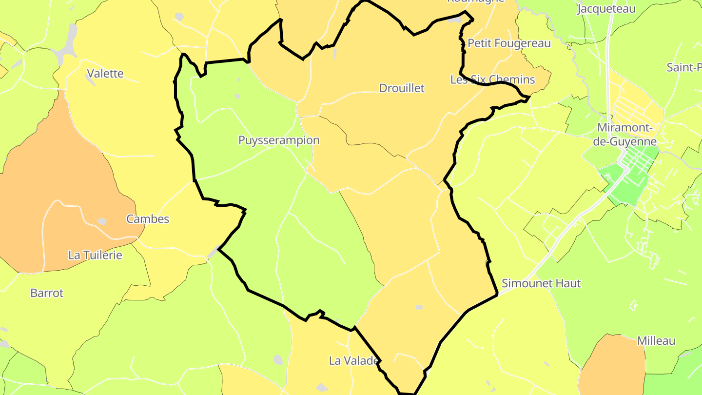 Carte des prix de l'immobilier Puysserampion