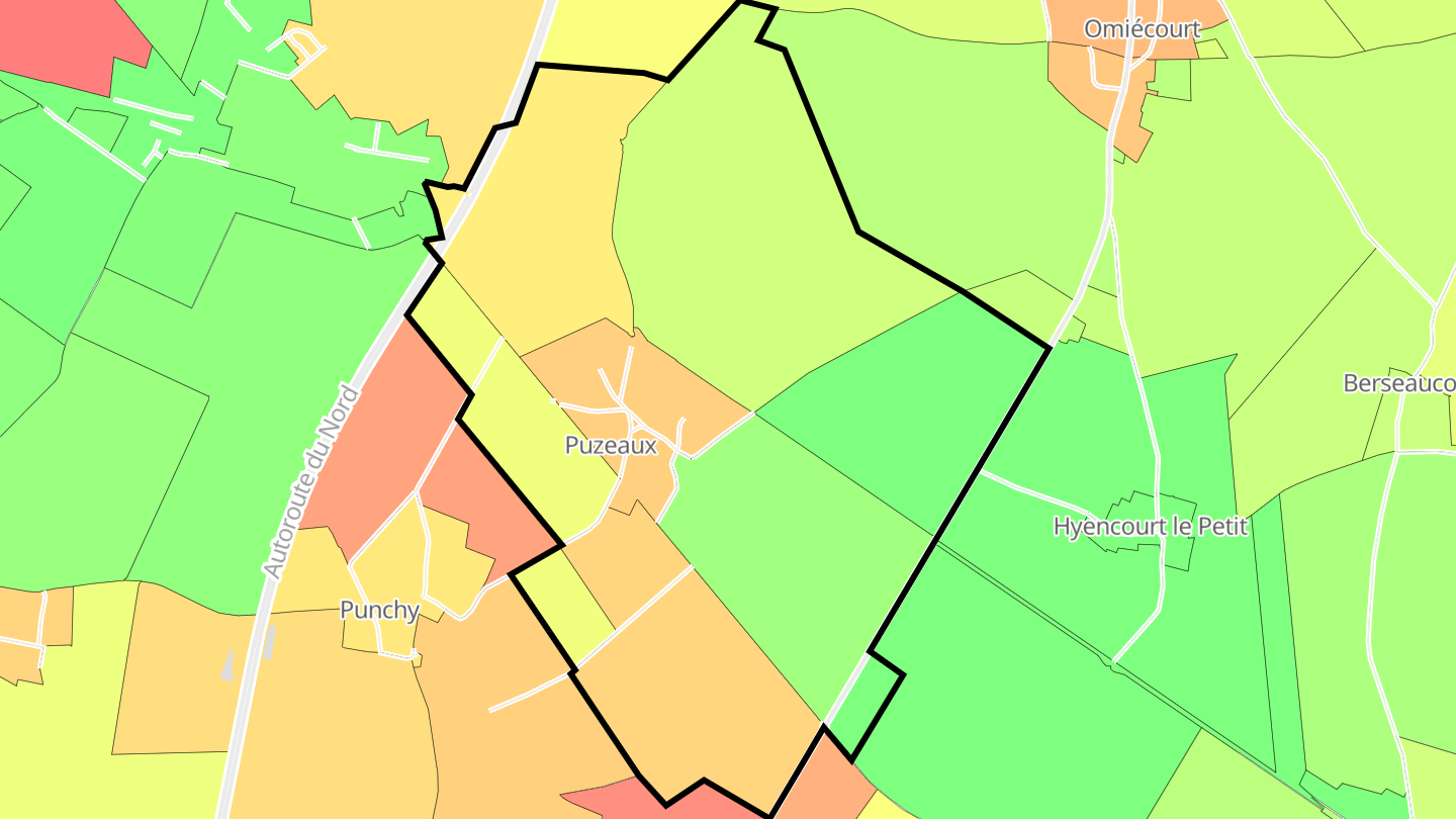 Carte des prix de l'immobilier Puzeaux
