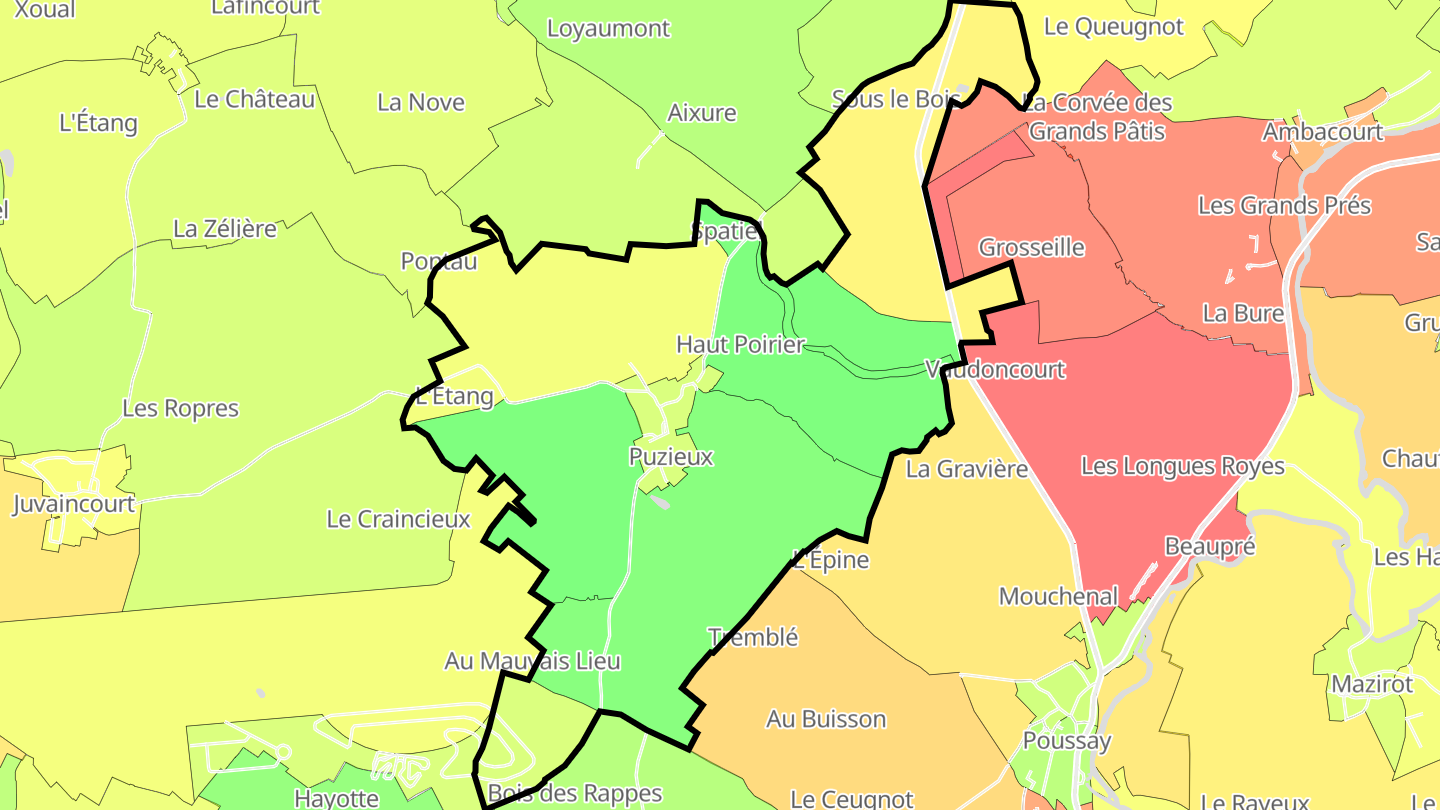Carte des prix de l'immobilier Puzieux