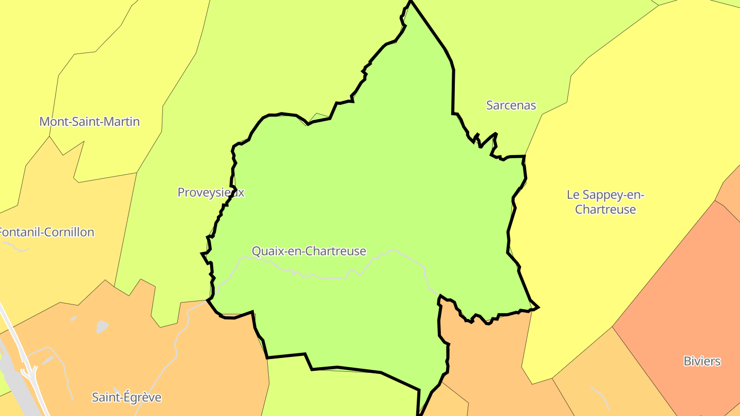 Carte des prix de l'immobilier Quaix-en-Chartreuse