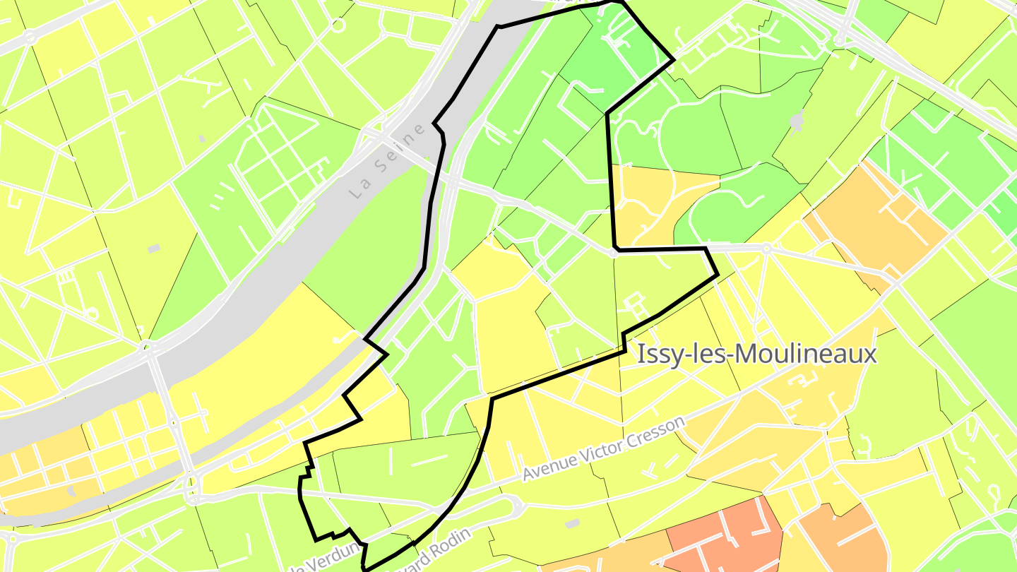 Carte des prix de l'immobilier Quartier Bords et Val de Seine / Les Arches