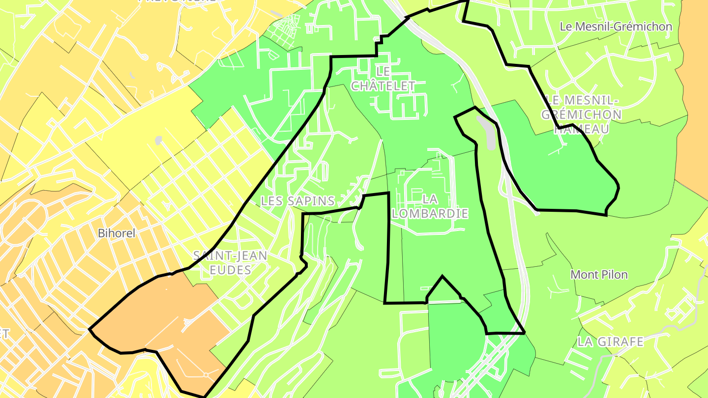 Carte des prix de l'immobilier Quartier Châtelet / Lombardie / Sapins