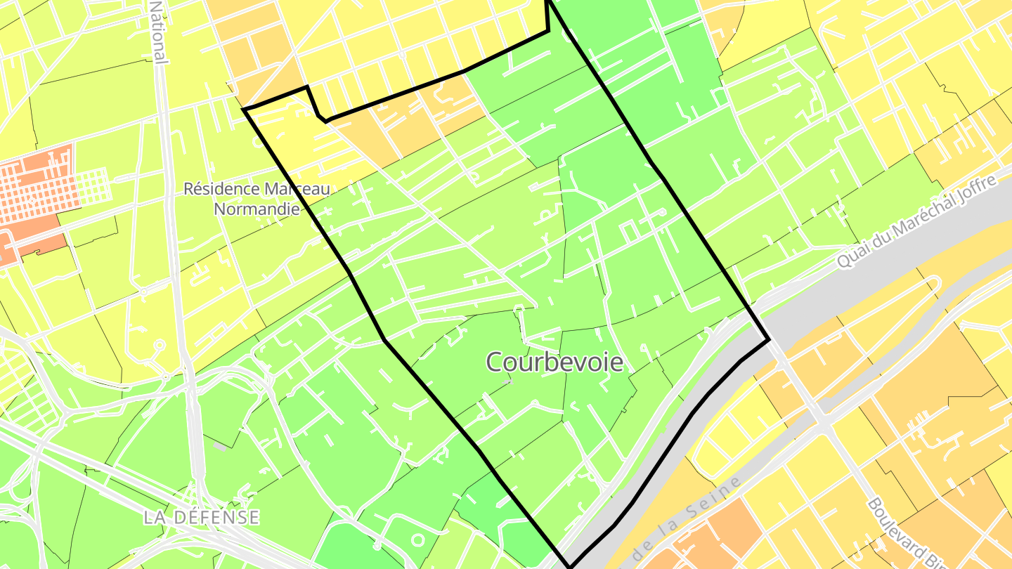 Carte des prix de l'immobilier Quartier Cœur de Ville