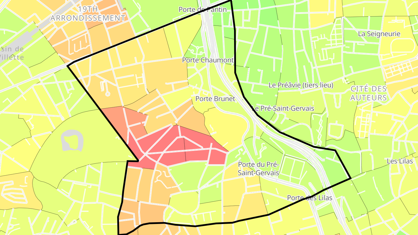 Carte des prix de l'immobilier Quartier d'Amérique