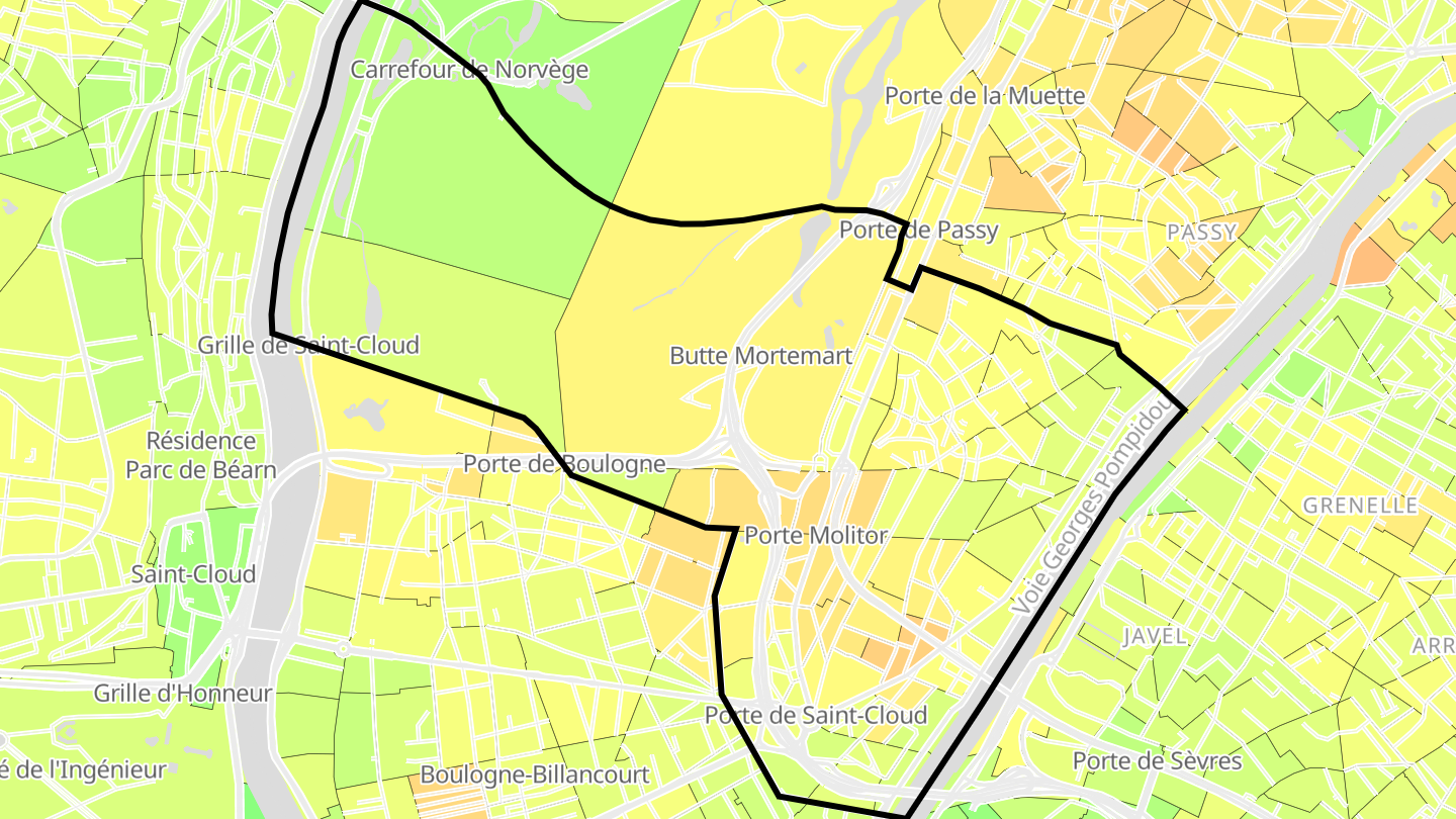 Carte des prix de l'immobilier Quartier d'Auteuil