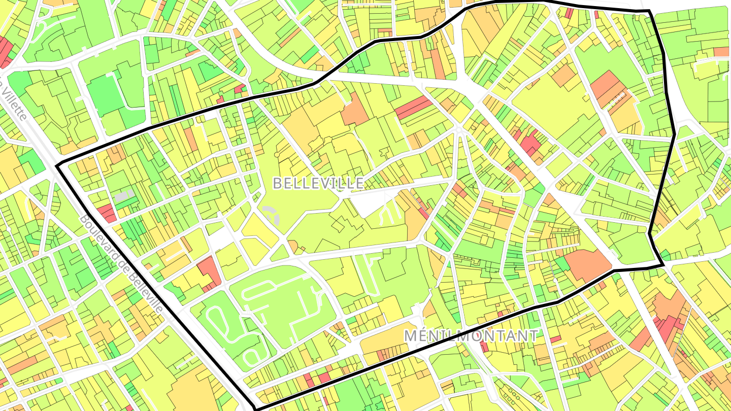 Carte des prix de l'immobilier Quartier de Belleville