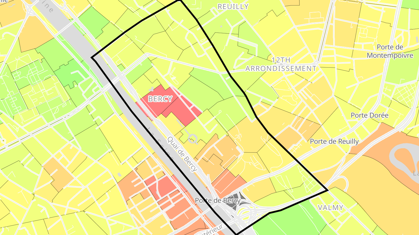 Carte des prix de l'immobilier Quartier de Bercy