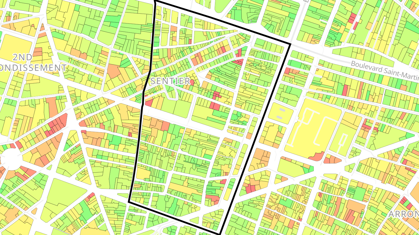Carte des prix de l'immobilier Quartier de Bonne-Nouvelle