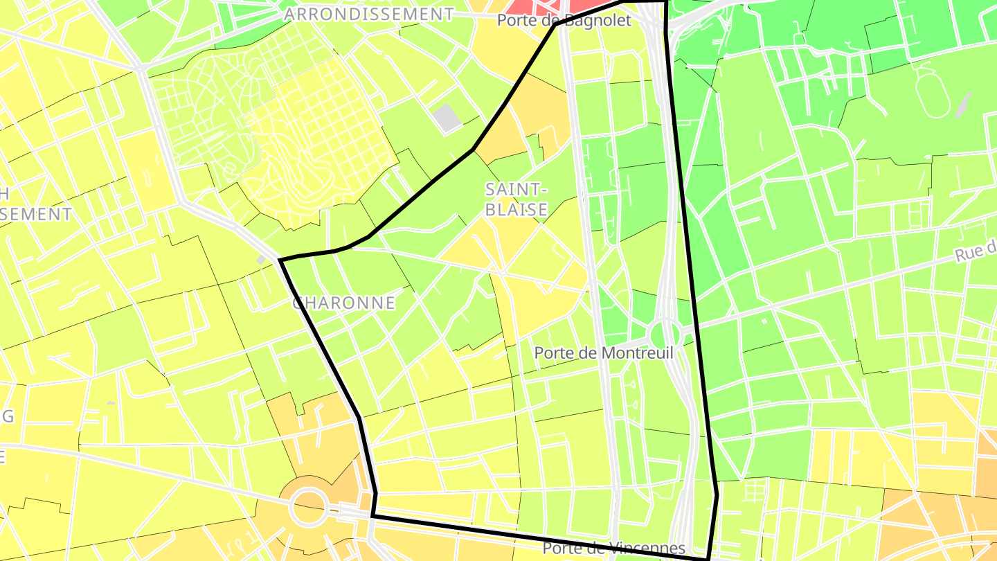 Carte des prix de l'immobilier Quartier de Charonne