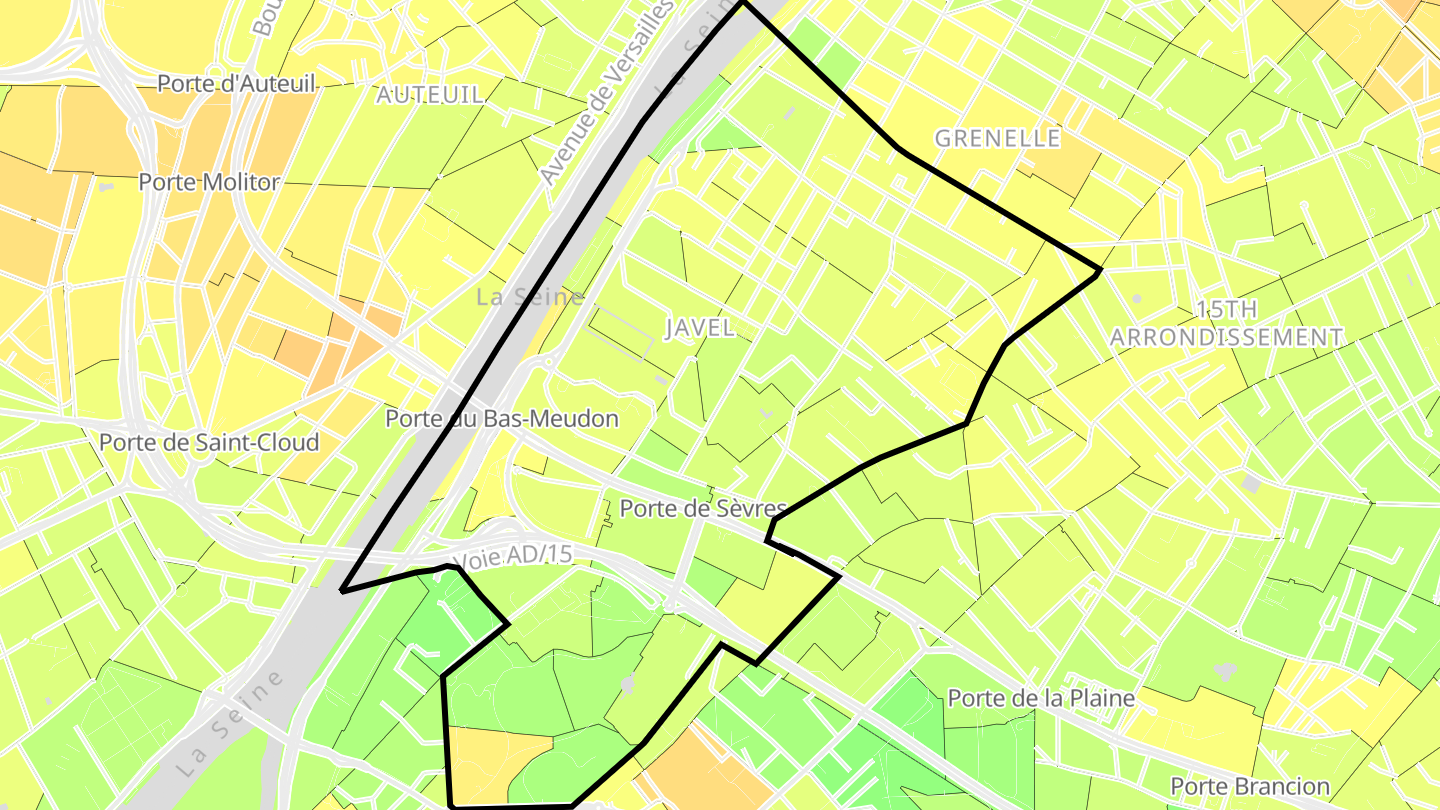 Carte des prix de l'immobilier Quartier de Javel