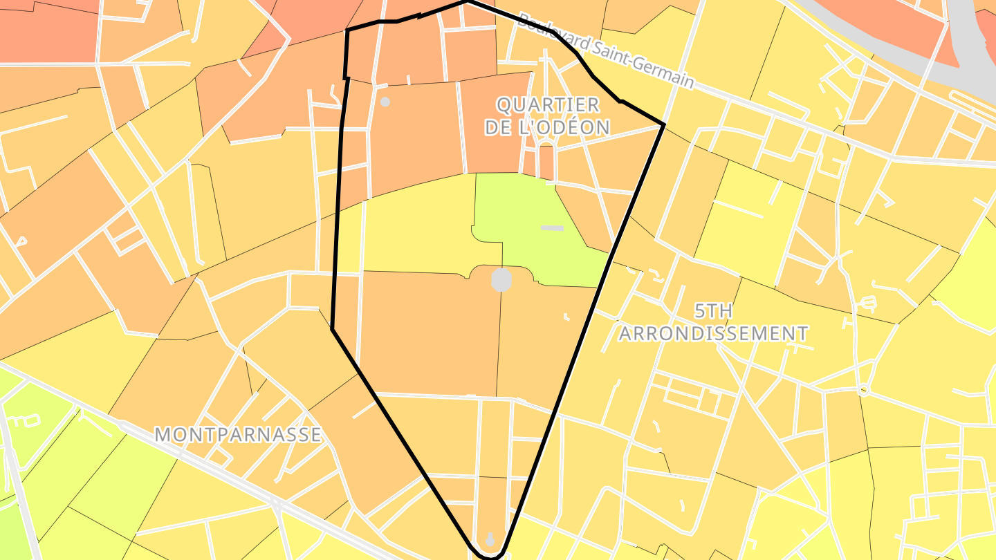 Carte des prix de l'immobilier Quartier de l'Odéon
