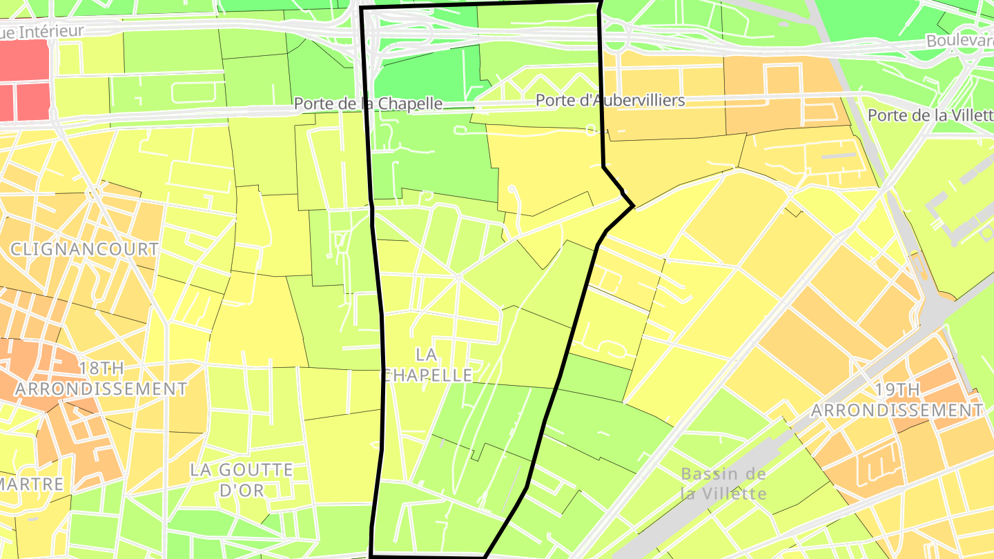 Carte des prix de l'immobilier Quartier de la Chapelle