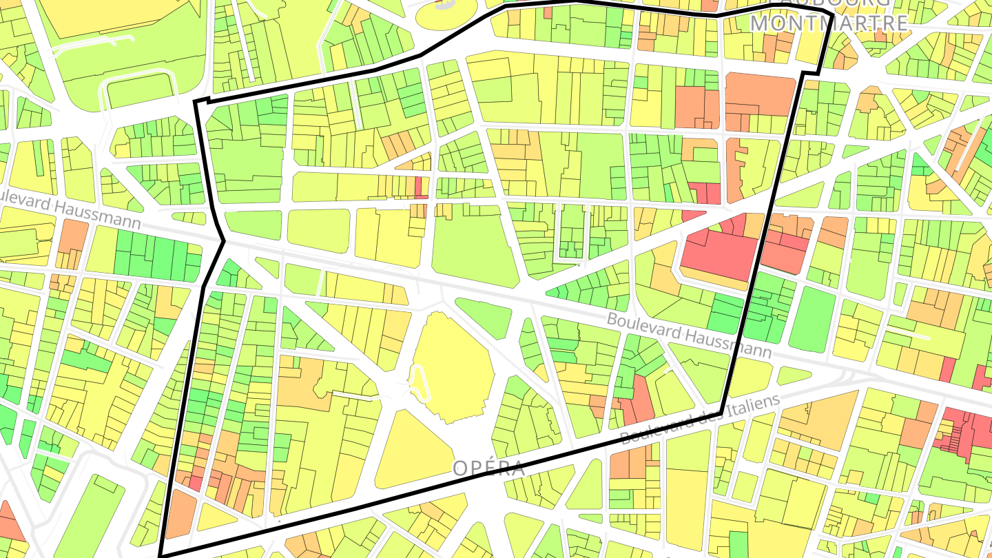 Carte des prix de l'immobilier Quartier de la Chaussée-d'Antin