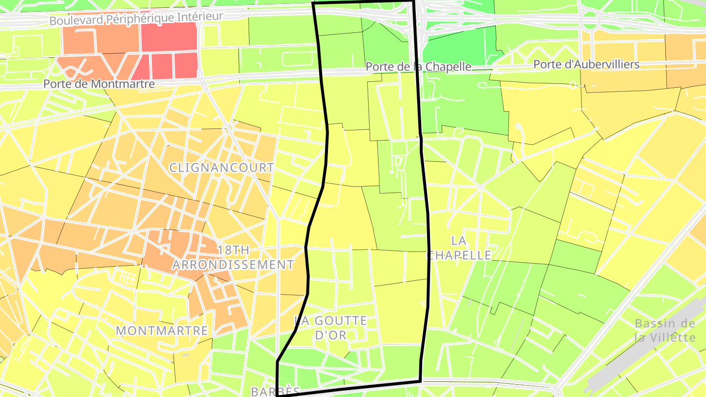 Carte des prix de l'immobilier Quartier de la Goutte-d'Or