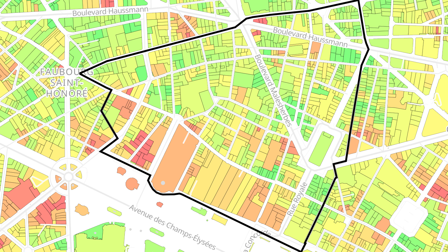 Carte des prix de l'immobilier Quartier de la Madeleine