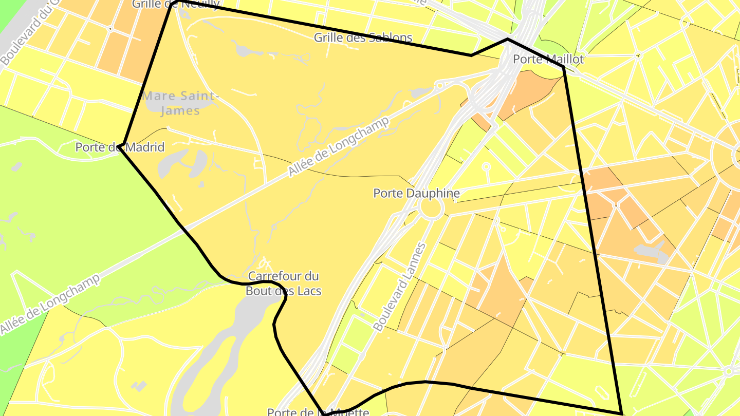 Carte des prix de l'immobilier Quartier de la Porte-Dauphine