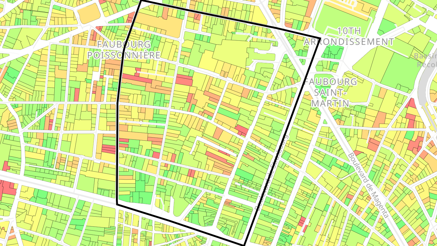 Carte des prix de l'immobilier Quartier de la Porte-Saint-Denis