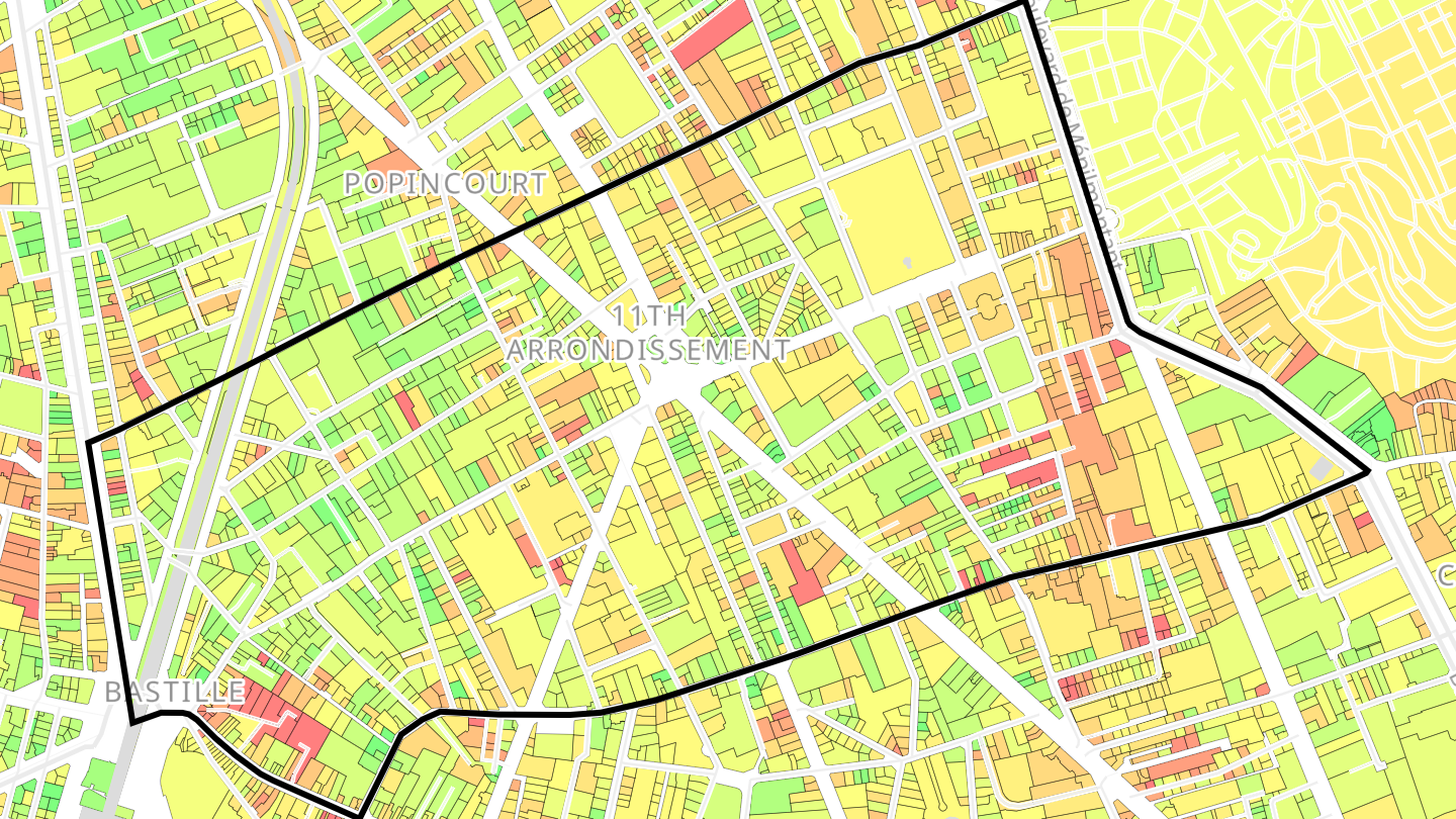 Carte des prix de l'immobilier Quartier de la Roquette