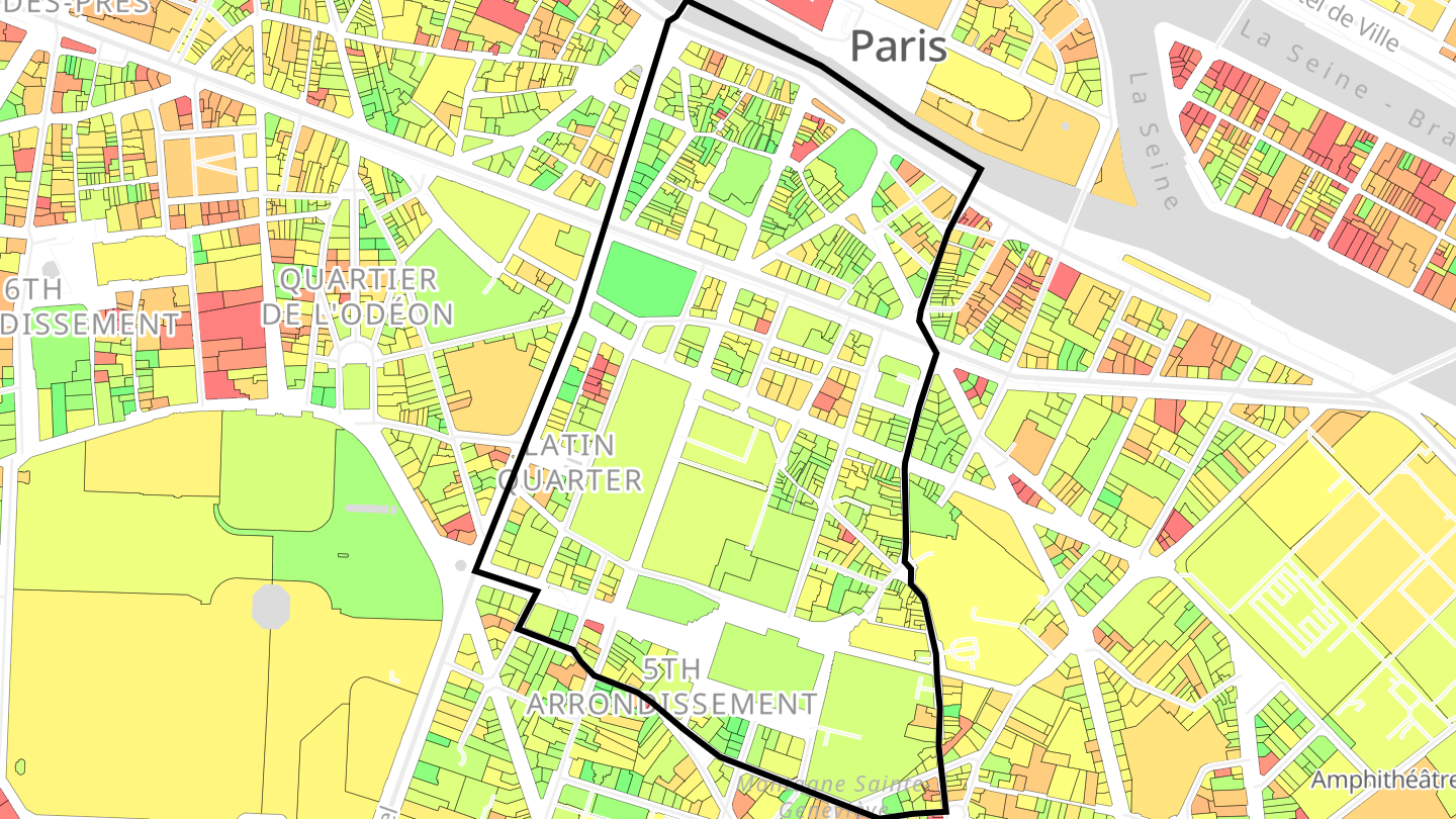 Carte des prix de l'immobilier Quartier de la Sorbonne