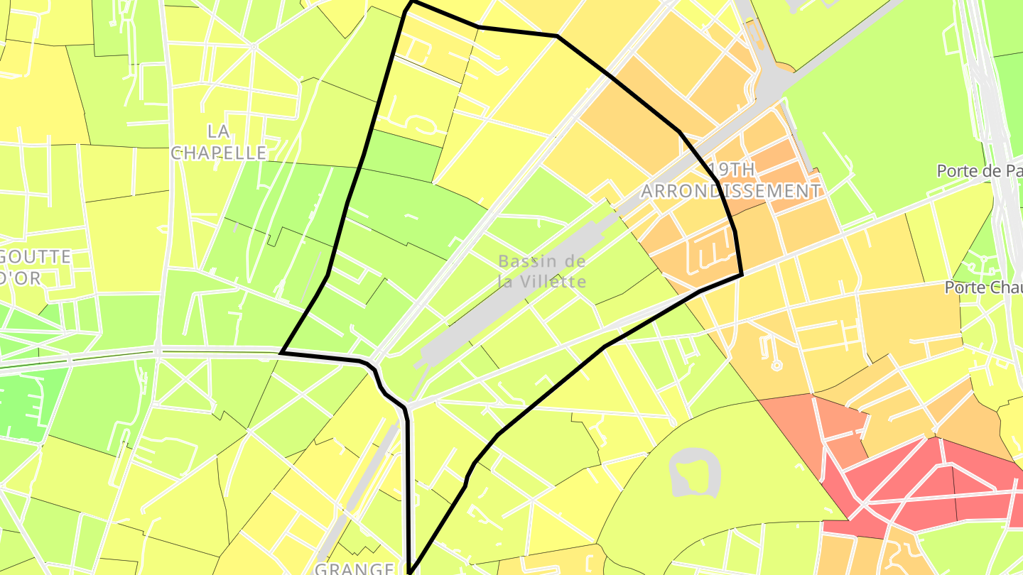 Carte des prix de l'immobilier Quartier de la Villette