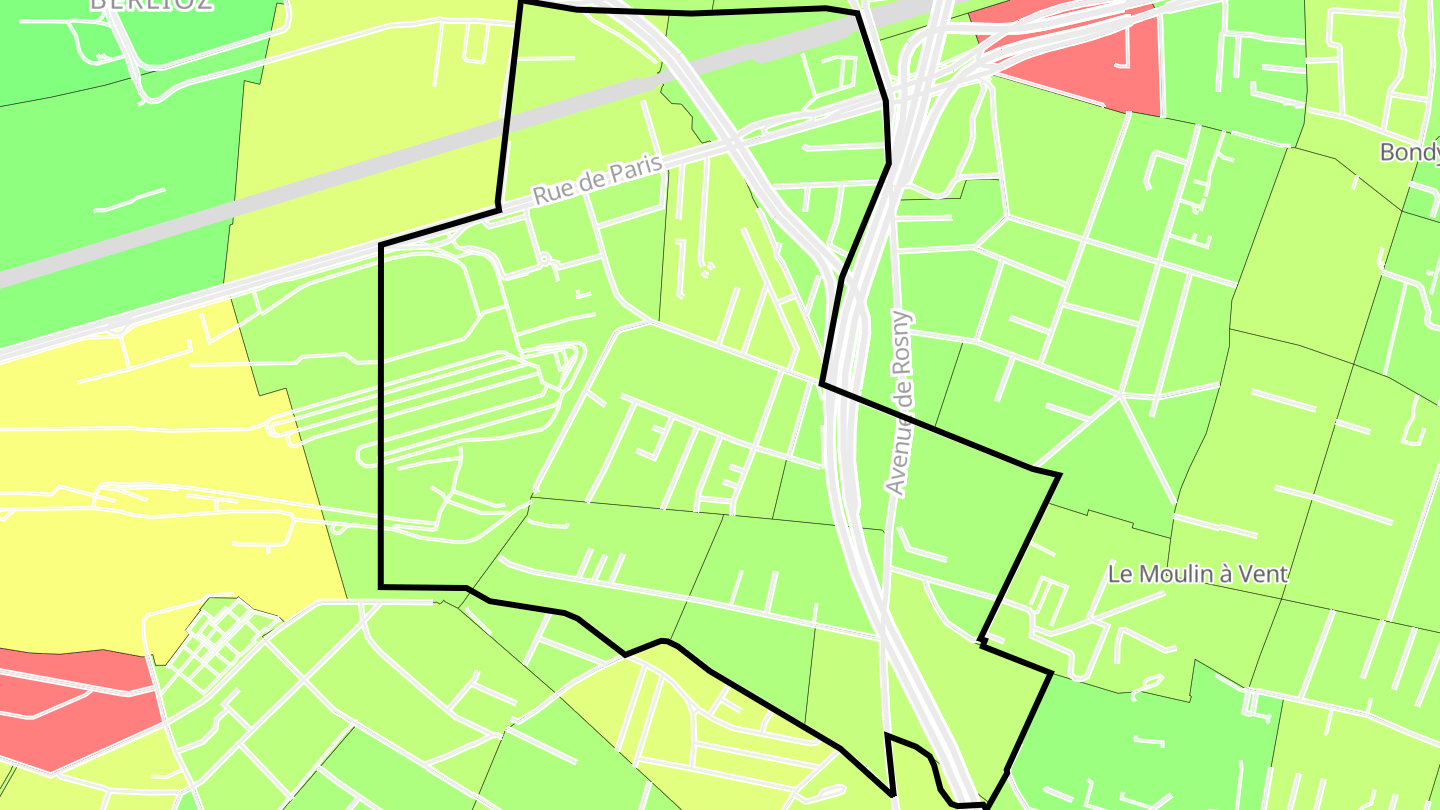 Carte des prix de l'immobilier Quartier de Noisy-le-Sec II