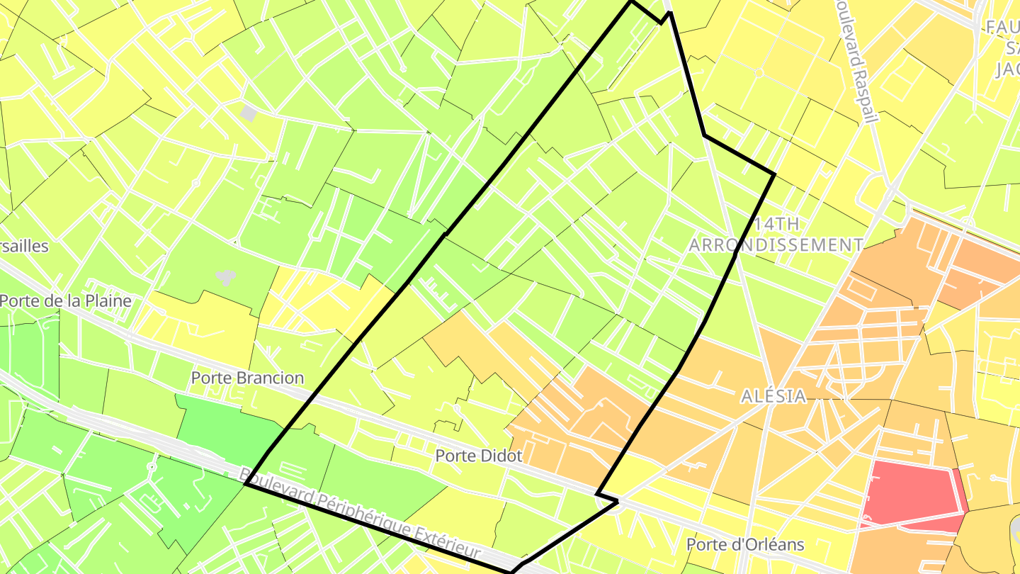 Carte des prix de l'immobilier Quartier de Plaisance