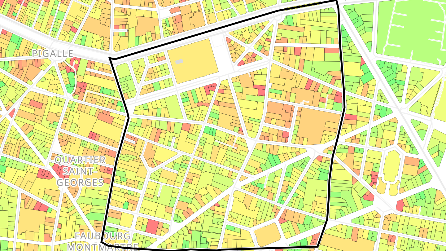 Carte des prix de l'immobilier Quartier de Rochechouart