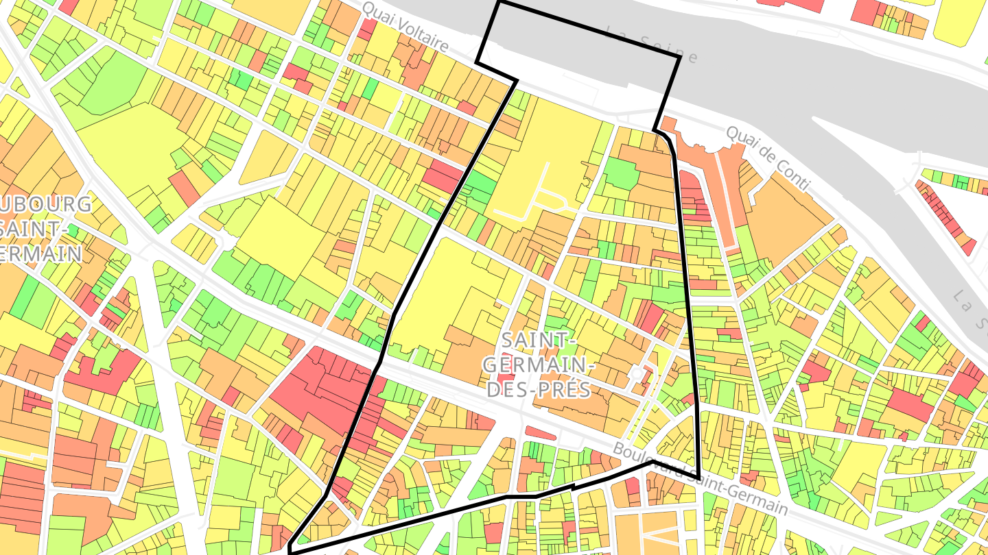 Carte des prix de l'immobilier Quartier de Saint-Germain-des-Prés