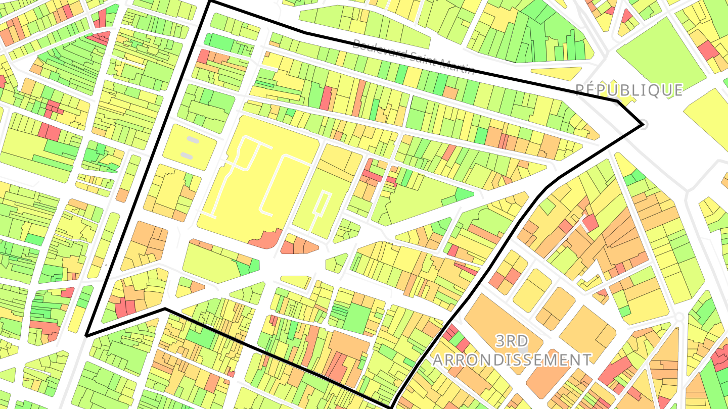 Carte des prix de l'immobilier Quartier des Arts-et-Métiers