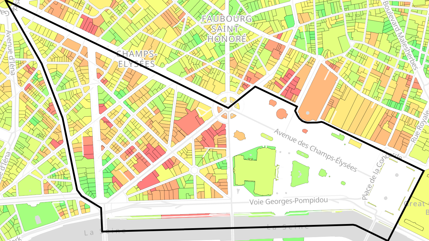 Carte des prix de l'immobilier Quartier des Champs-Élysées