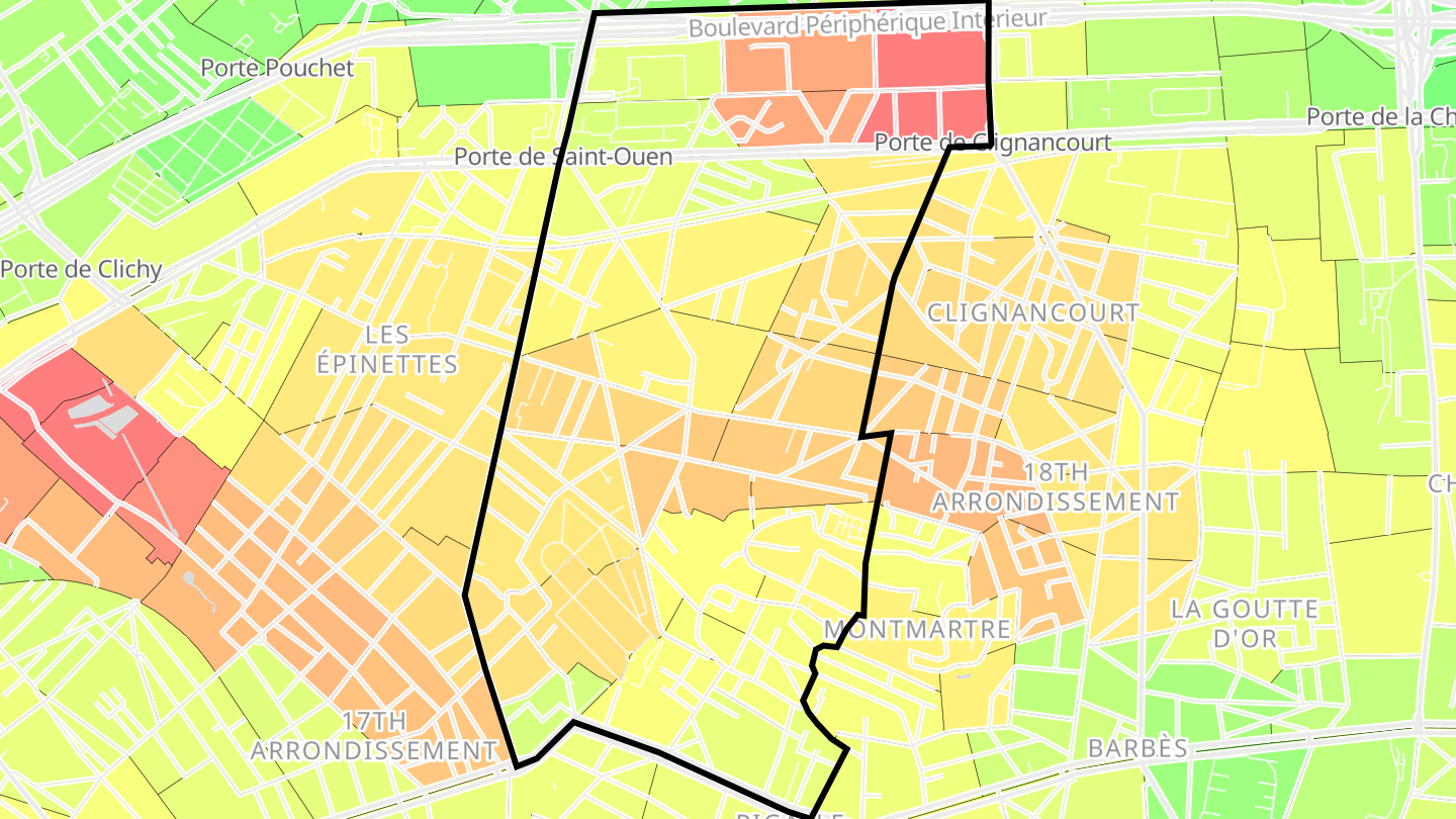 Carte des prix de l'immobilier Quartier des Grandes-Carrières