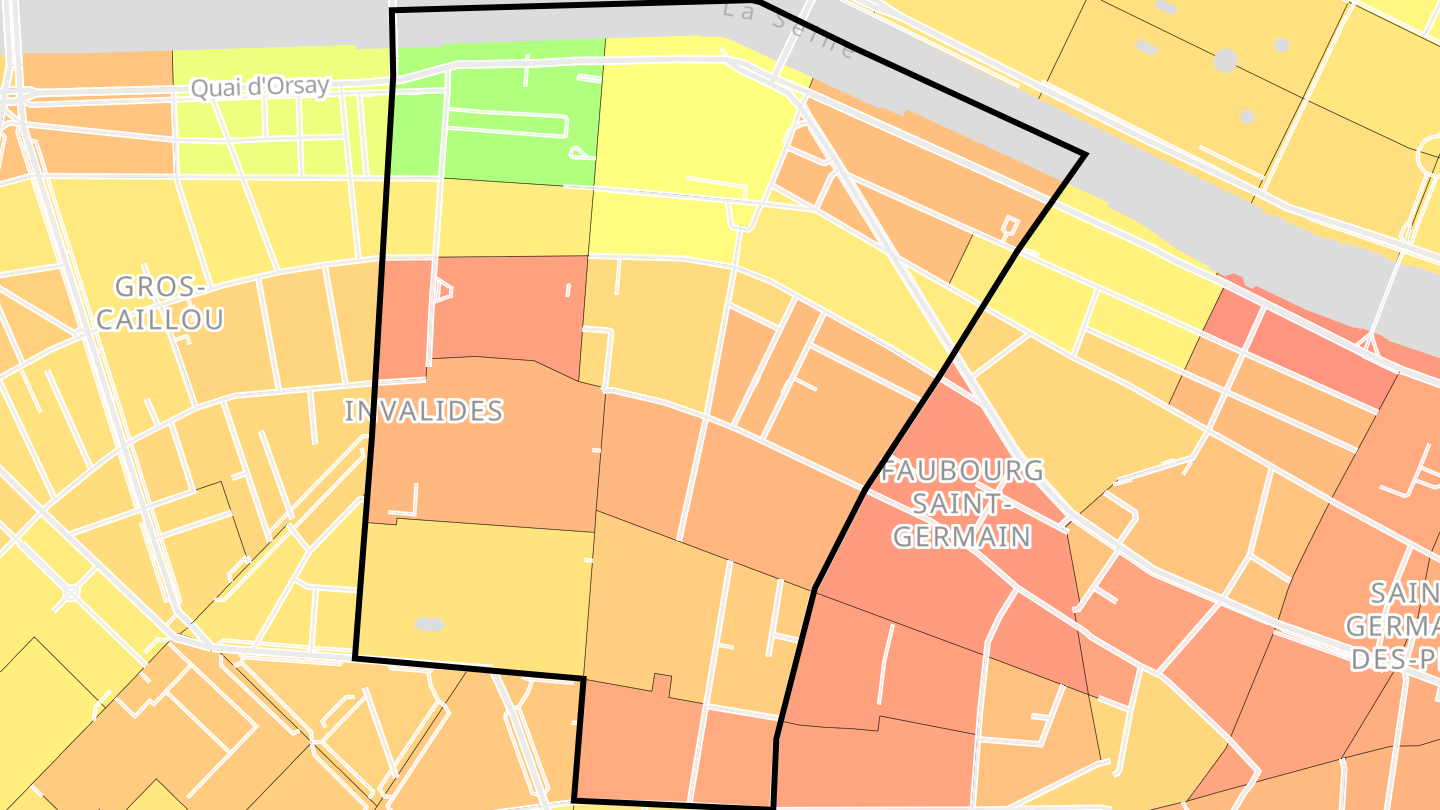 Carte des prix de l'immobilier Quartier des Invalides