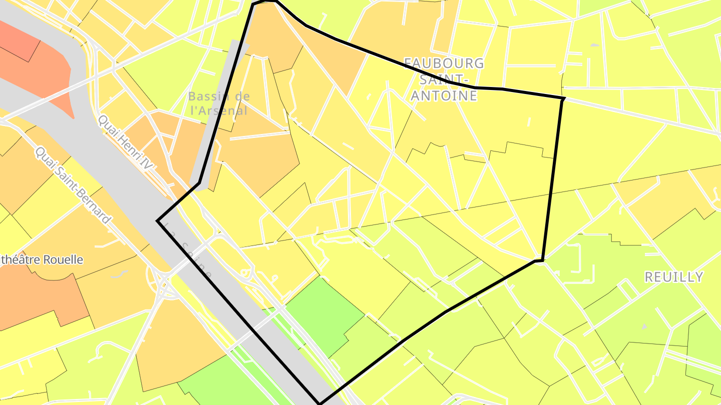Carte des prix de l'immobilier Quartier des Quinze-Vingts