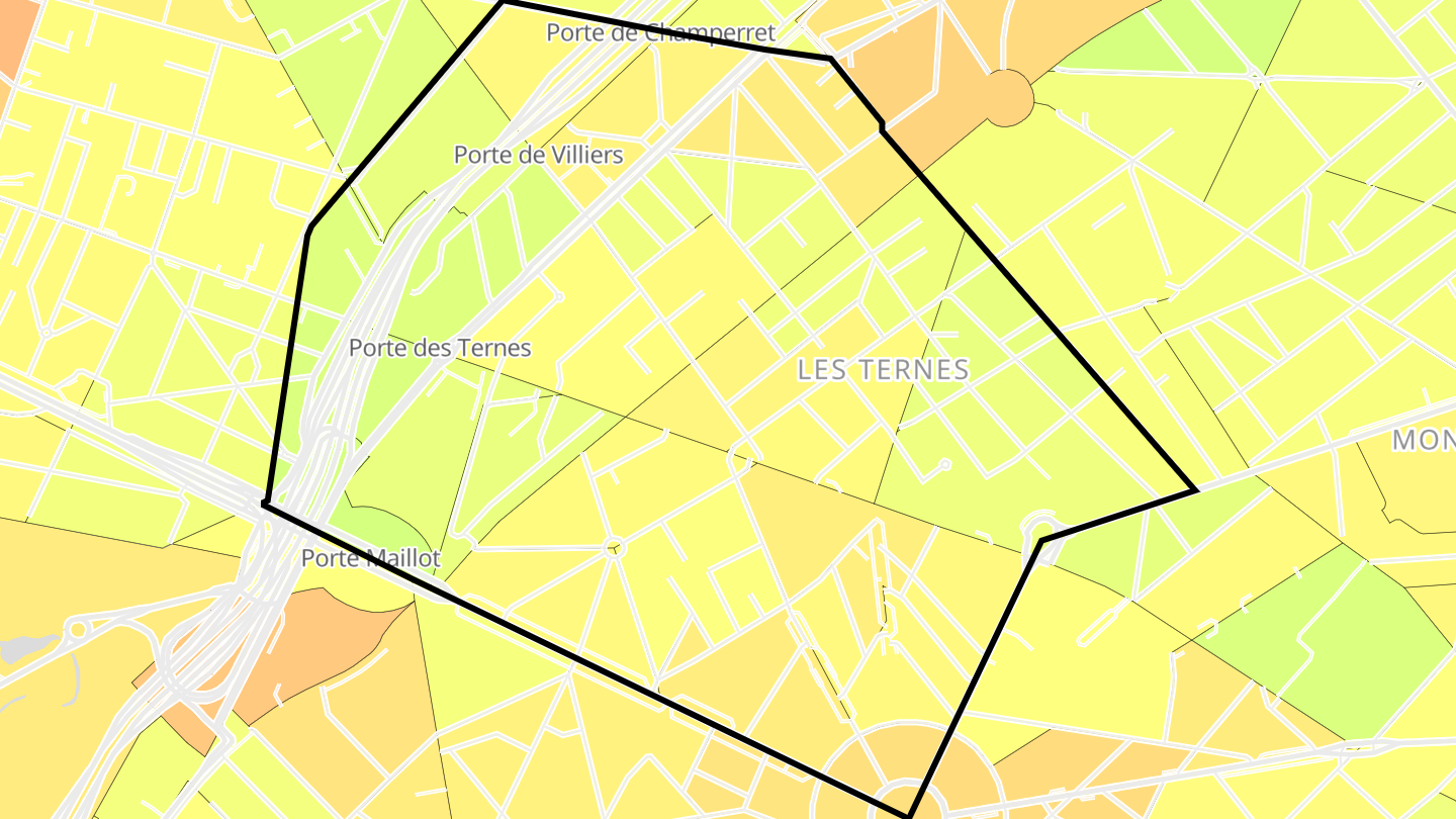 Carte des prix de l'immobilier Quartier des Ternes
