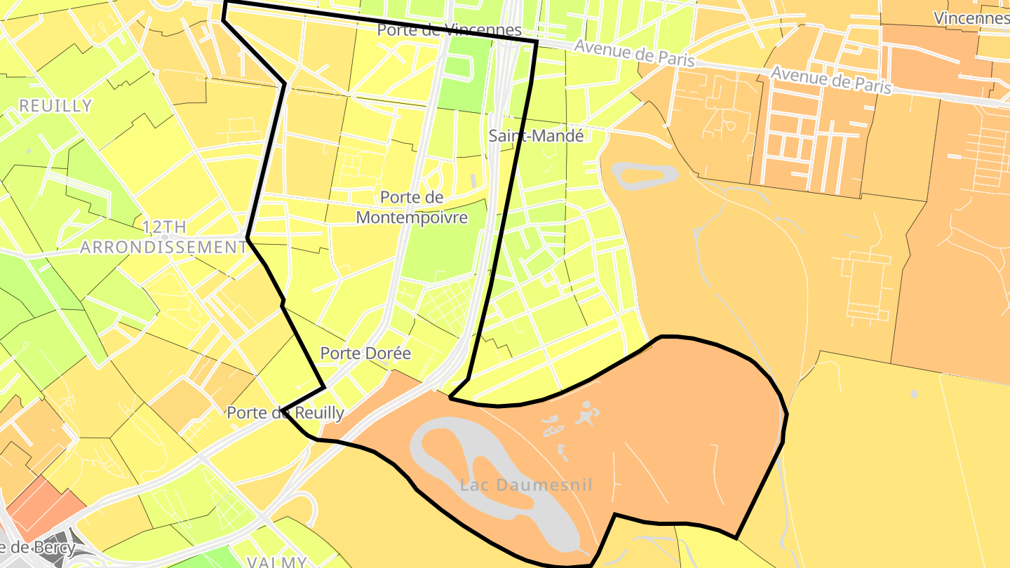Carte des prix de l'immobilier Quartier du Bel-Air