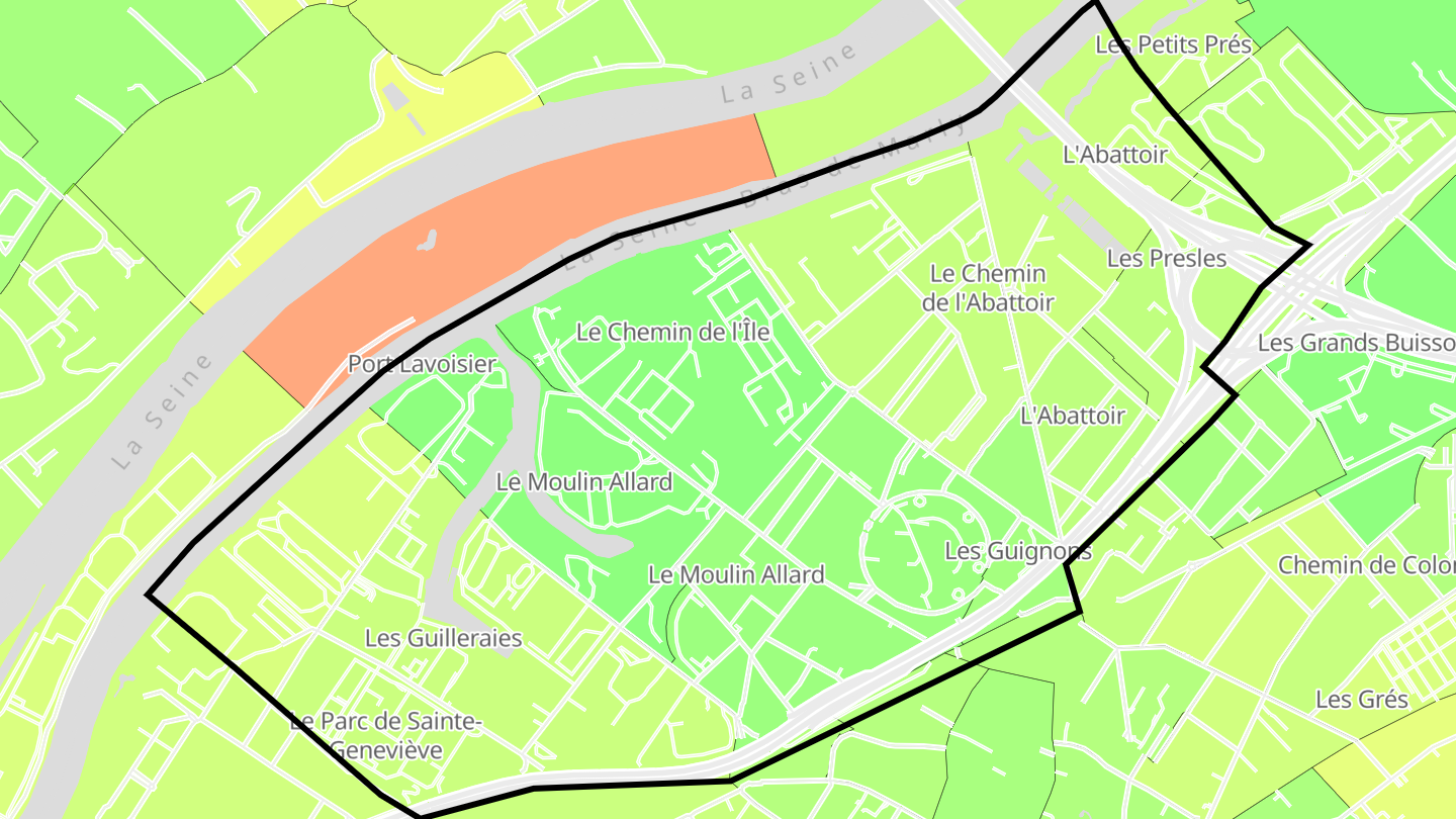Carte des prix de l'immobilier Quartier du Chemin de l'Île
