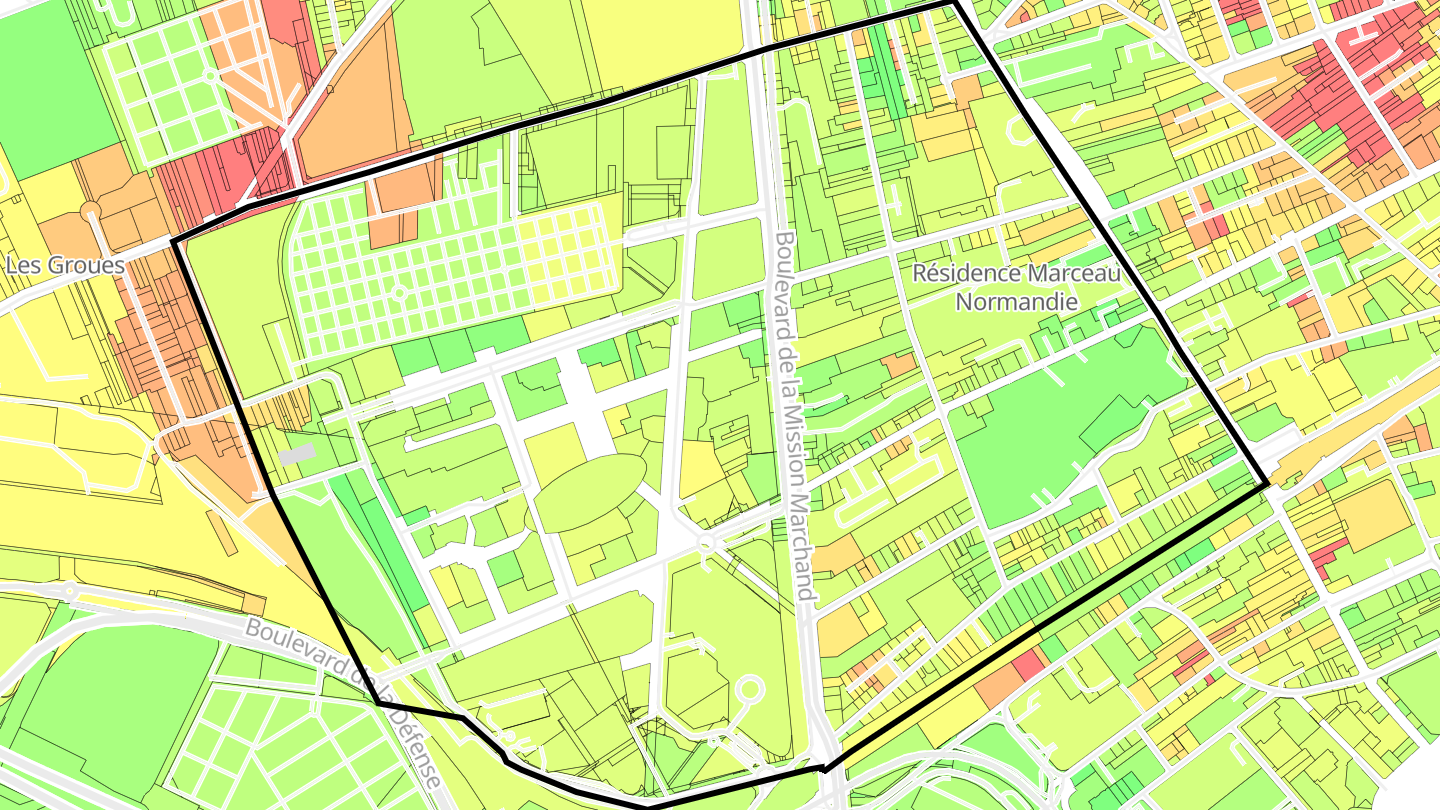 Carte des prix de l'immobilier Quartier du Faubourg de l'Arche