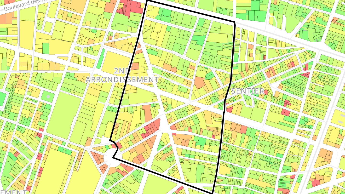 Carte des prix de l'immobilier Quartier du Mail