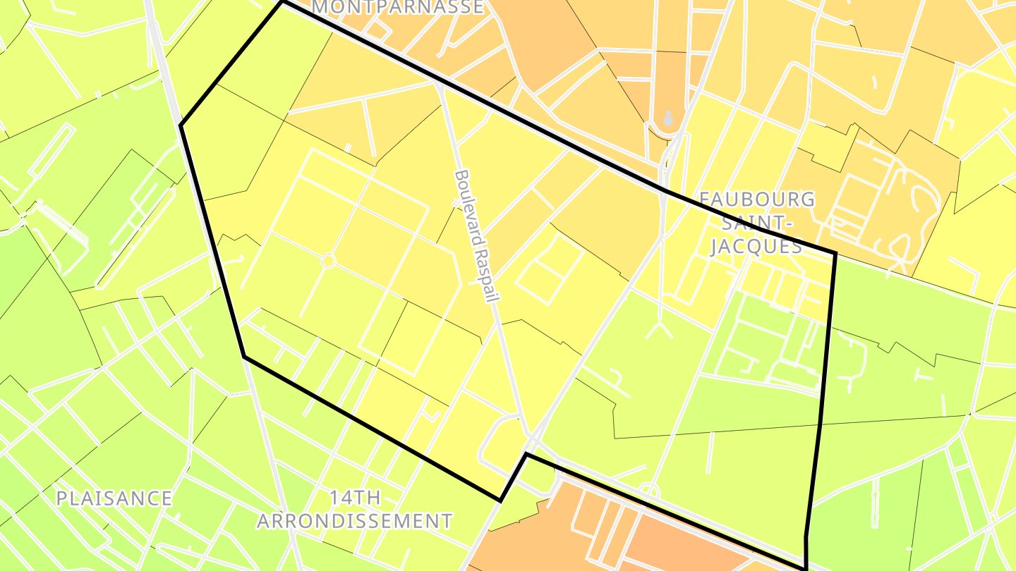 Carte des prix de l'immobilier Quartier du Montparnasse