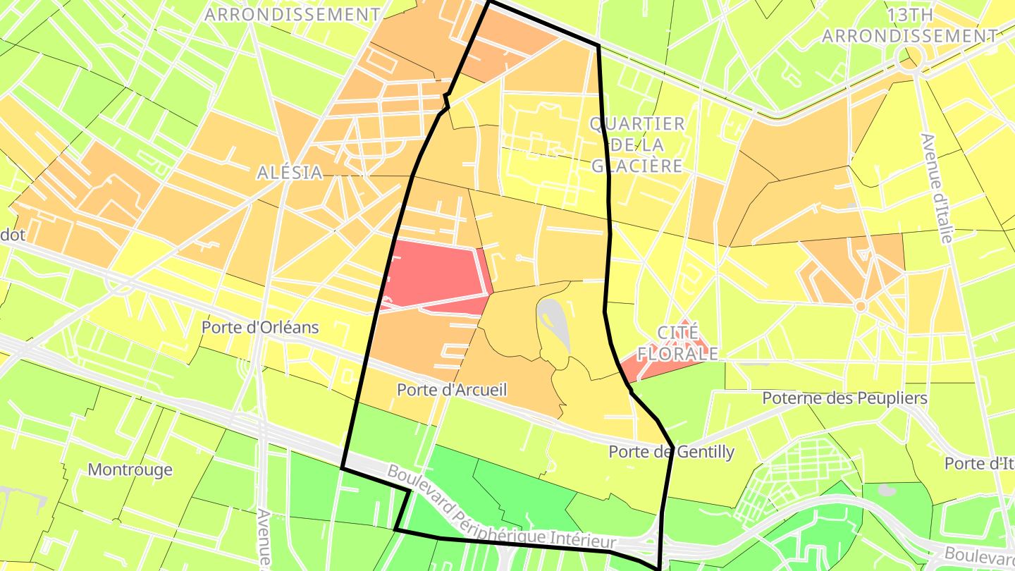 Carte des prix de l'immobilier Quartier du Parc-de-Montsouris