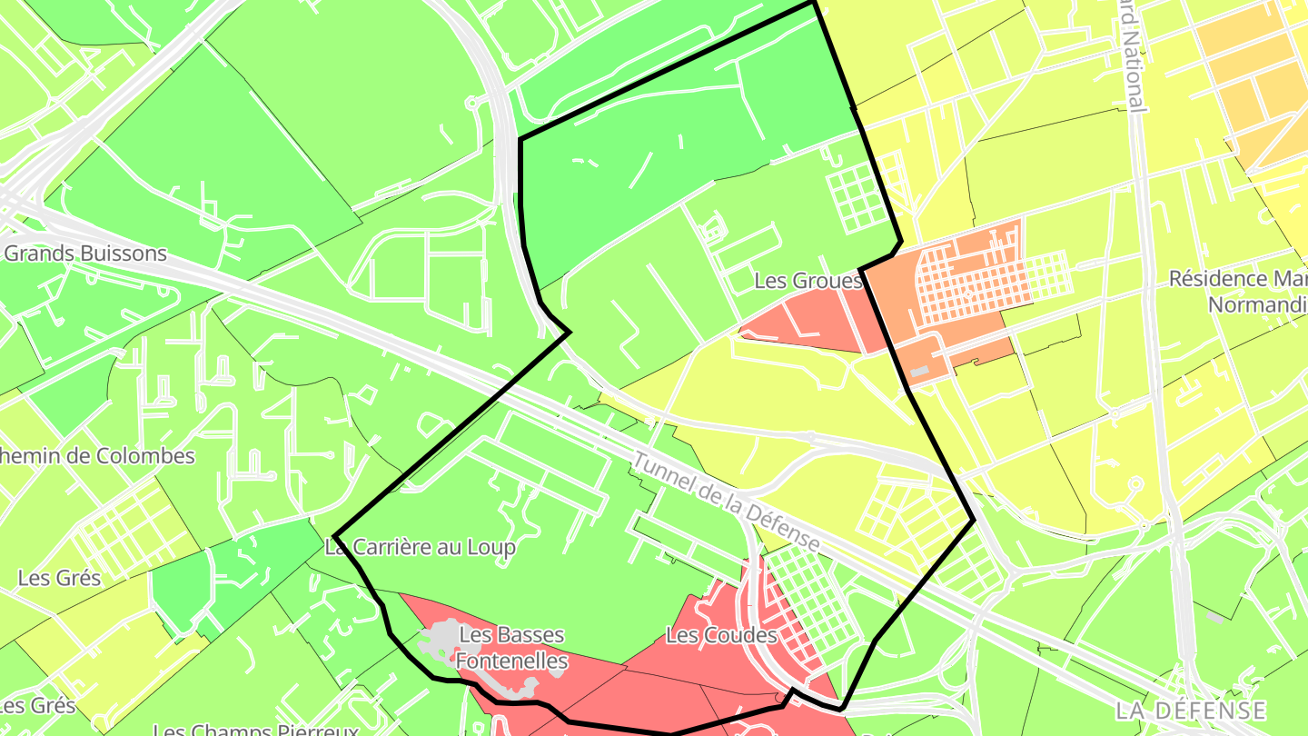 Carte des prix de l'immobilier Quartier du Parc Nord