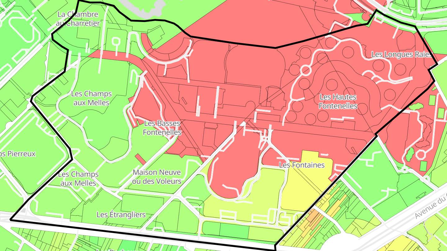 Carte des prix de l'immobilier Quartier du Parc Sud