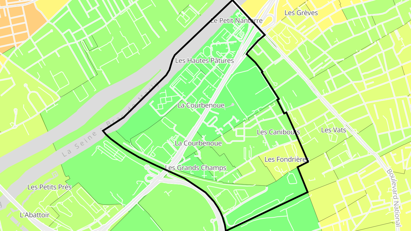 Carte des prix de l'immobilier Quartier du Petit Nanterre