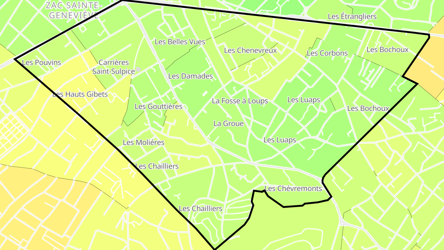 Carte des prix de l'immobilier Quartier du Plateau - Mont-Valérien