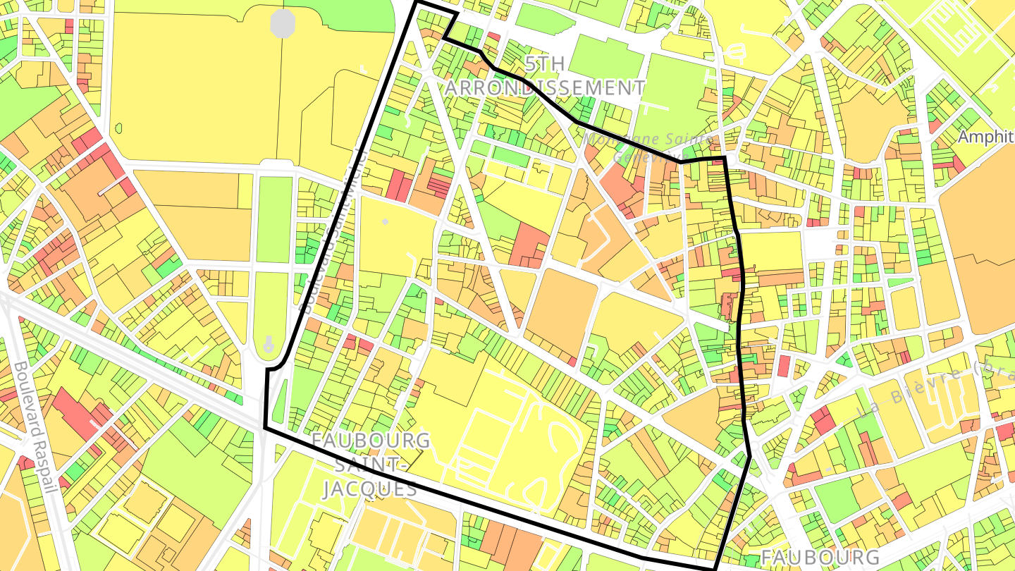 Carte des prix de l'immobilier Quartier du Val-de-Grâce