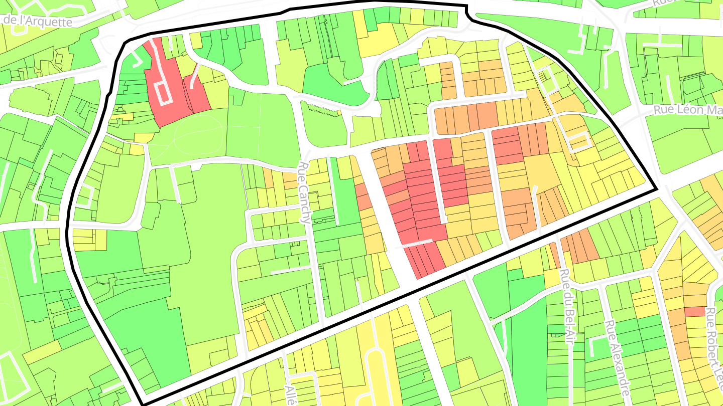 Carte des prix de l'immobilier Quartier du Vieux Cimetière